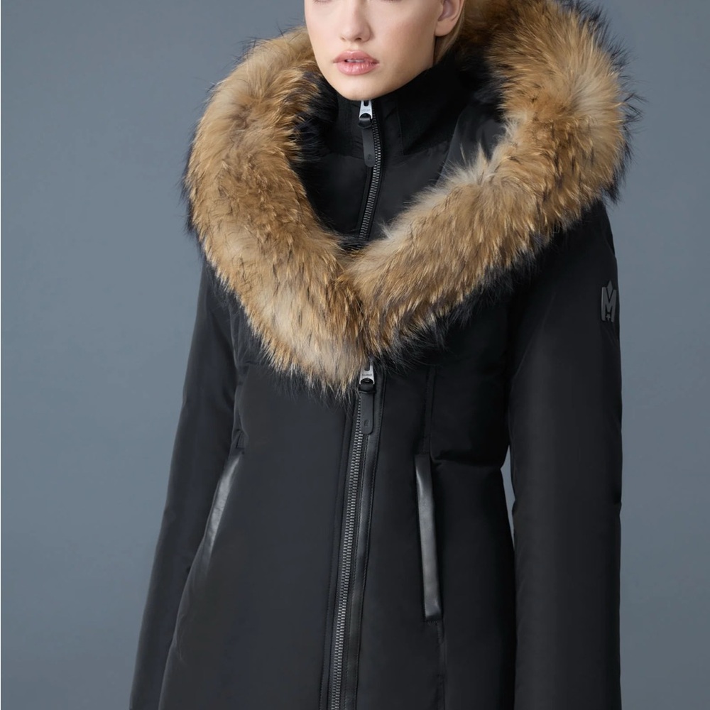 Mackage Black Puffer with Fur Trim